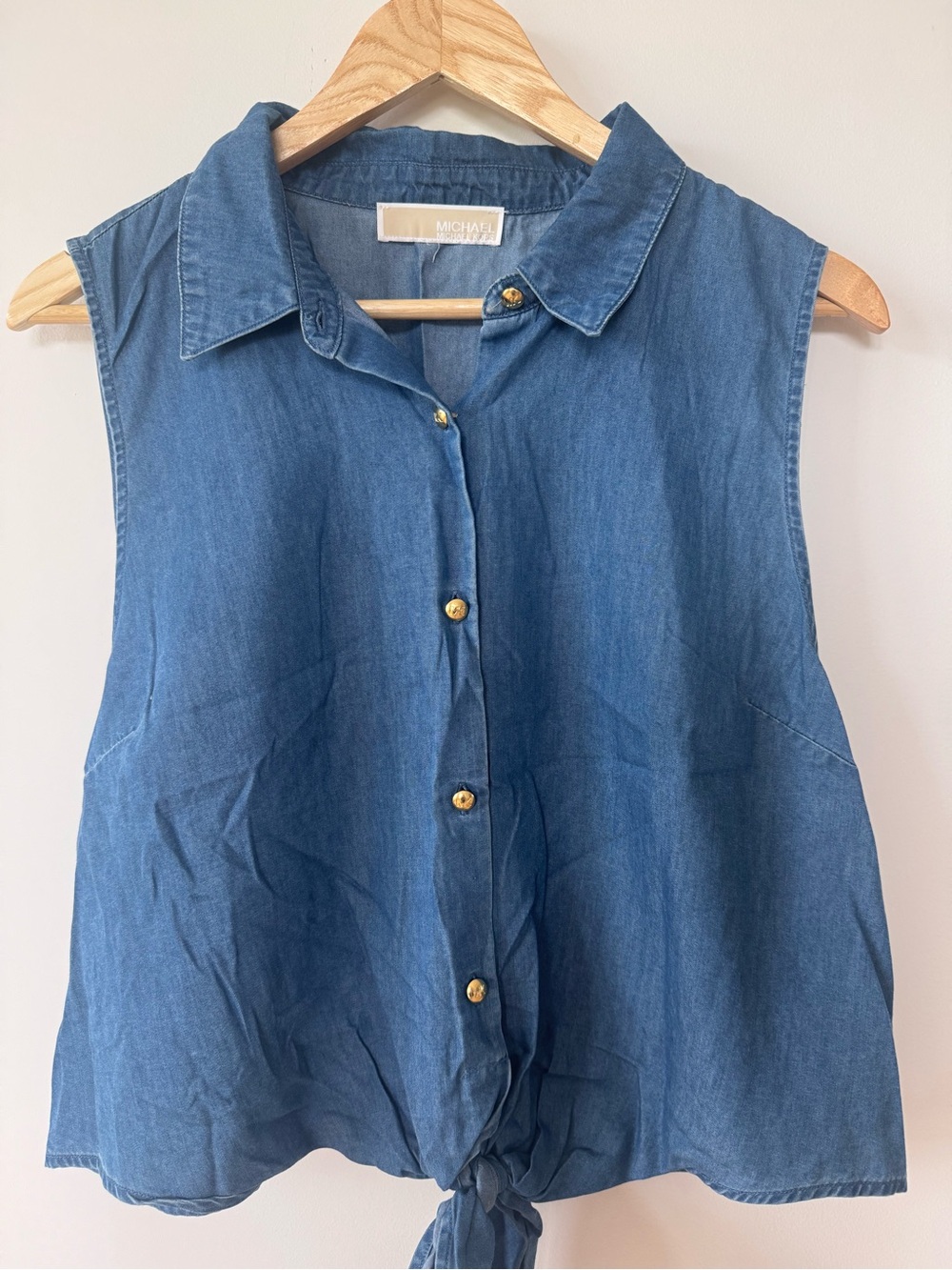 Michael Kors Chambray Tie Front Top XL